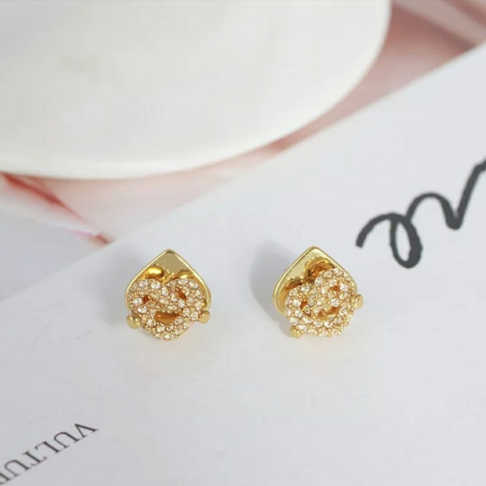 kate spade Gold Crystal Heart Cluster Stud Earrings